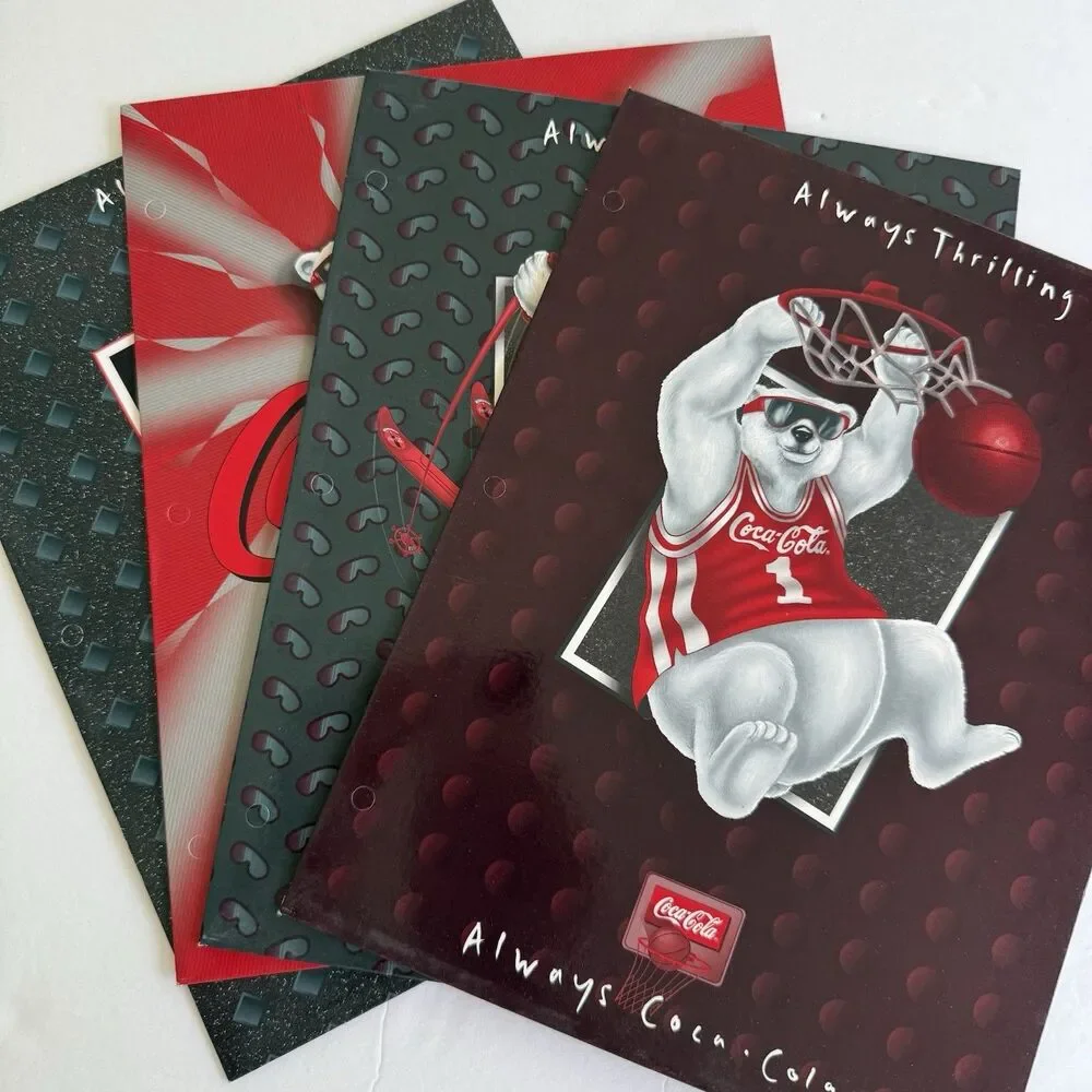 Vintage Coca Cola Coke Soft Drink Folder Polar Bear 1997 Memorabilia Set of 4